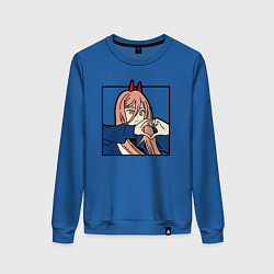 Свитшот хлопковый женский Пауэо показывает сердечко - черный, цвет: синий