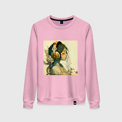 Женский свитшот Девочка в наушниках