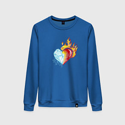 Свитшот хлопковый женский Лёд и пламя Сердце, цвет: синий
