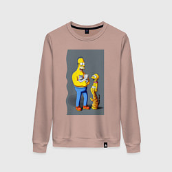 Женский свитшот Homer Simpson and cats - нейросеть арт