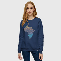 Свитшот хлопковый женский Color Africa, цвет: тёмно-синий — фото 2