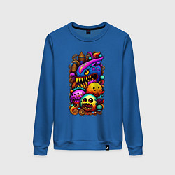 Свитшот хлопковый женский Монстрики от нейросети, цвет: синий
