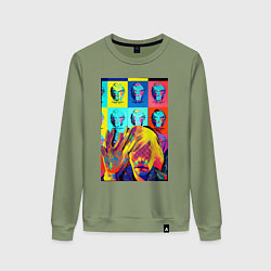 Свитшот хлопковый женский Andy Warhol and neural network - collaboration, цвет: авокадо