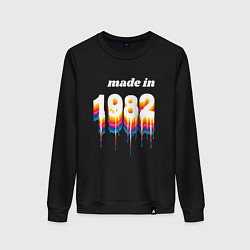 Свитшот хлопковый женский Made in 1982 liquid art, цвет: черный