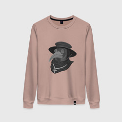 Свитшот хлопковый женский Маска чумного доктора, цвет: пыльно-розовый