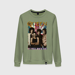 Свитшот хлопковый женский Queen винтаж, цвет: авокадо
