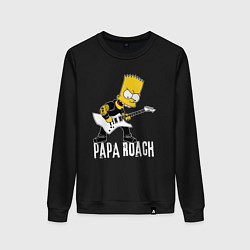Свитшот хлопковый женский Papa Roach Барт Симпсон рокер, цвет: черный