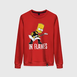 Свитшот хлопковый женский In Flames Барт Симпсон рокер, цвет: красный