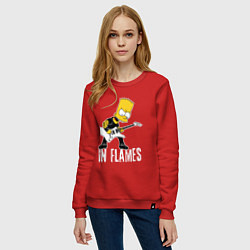 Свитшот хлопковый женский In Flames Барт Симпсон рокер, цвет: красный — фото 2