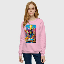 Свитшот хлопковый женский Барт Симпсон скейтбордист - фантазия, цвет: светло-розовый — фото 2