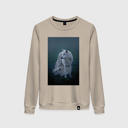 Свитшот хлопковый женский Арктические волки, цвет: миндальный