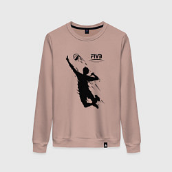 Свитшот хлопковый женский FIVB - международная федерация волейбола, цвет: пыльно-розовый