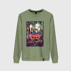 Свитшот хлопковый женский Duft Punk get lucky, цвет: авокадо