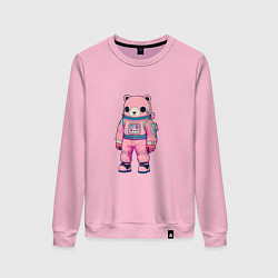 Свитшот хлопковый женский Розовый мишка космонавт, цвет: светло-розовый