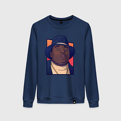Свитшот хлопковый женский Notorious B I G, цвет: тёмно-синий