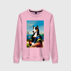 Свитшот хлопковый женский A dog named Gioconda - humorous art, цвет: светло-розовый