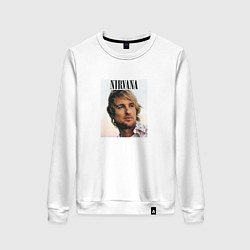Свитшот хлопковый женский Nirvana Оуэн Уилсон пародия, цвет: белый