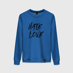 Свитшот хлопковый женский Hate love Face, цвет: синий
