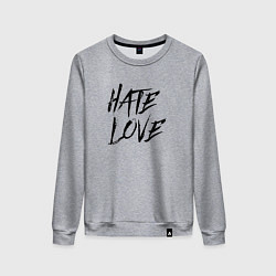 Свитшот хлопковый женский Hate love Face, цвет: меланж