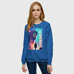 Свитшот хлопковый женский Памяти Джона Леннона - Нью-Йорк, цвет: синий — фото 2