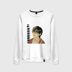 Свитшот хлопковый женский Тэхен и Чонгук, цвет: белый