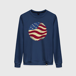 Свитшот хлопковый женский Flag USA, цвет: тёмно-синий