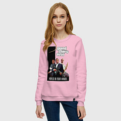 Свитшот хлопковый женский Майкл, Франклин, Тревор из GTA, цвет: светло-розовый — фото 2