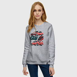 Свитшот хлопковый женский Mitsubishi Lancer Evolution IX V1, цвет: меланж — фото 2