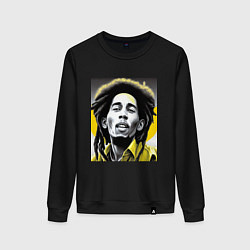 Свитшот хлопковый женский Bob Marley Digital Art, цвет: черный