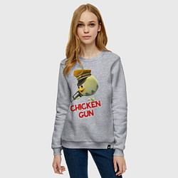 Свитшот хлопковый женский Chicken Gun logo, цвет: меланж — фото 2