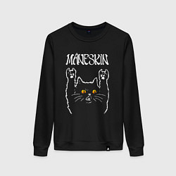 Свитшот хлопковый женский Maneskin rock cat, цвет: черный