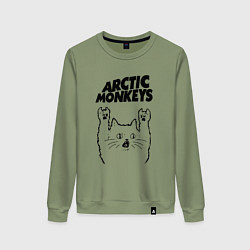 Свитшот хлопковый женский Arctic Monkeys - rock cat, цвет: авокадо