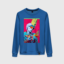 Свитшот хлопковый женский Andy Warhol - self-portrait, цвет: синий