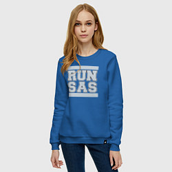 Свитшот хлопковый женский Run San Antonio Spurs, цвет: синий — фото 2