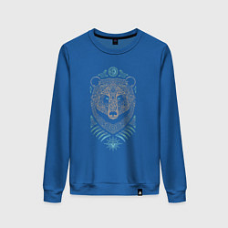 Свитшот хлопковый женский Мифология славян - медведь, цвет: синий