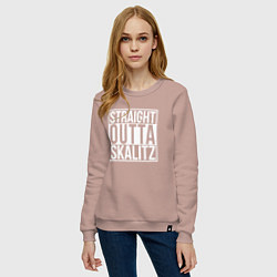 Свитшот хлопковый женский Straight outta Skalitz, цвет: пыльно-розовый — фото 2