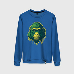 Свитшот хлопковый женский Обезьяна голова гориллы, цвет: синий