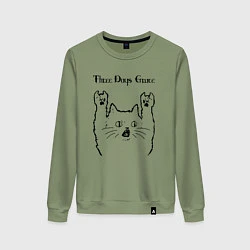 Свитшот хлопковый женский Three Days Grace - rock cat, цвет: авокадо