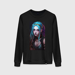 Свитшот хлопковый женский Fantasy Jinx Arcane League of Legends, цвет: черный