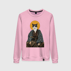 Свитшот хлопковый женский Samurai one - eyed cat, цвет: светло-розовый