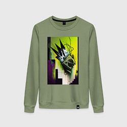 Свитшот хлопковый женский Музыка города 2 - Хуф и Ся, цвет: авокадо