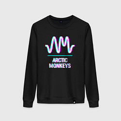 Свитшот хлопковый женский Arctic Monkeys glitch rock, цвет: черный