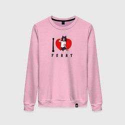 Свитшот хлопковый женский I love Furry SF, цвет: светло-розовый