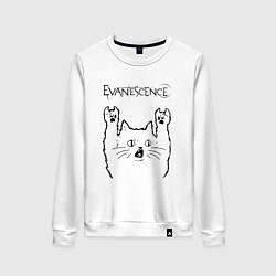 Свитшот хлопковый женский Evanescence - rock cat, цвет: белый