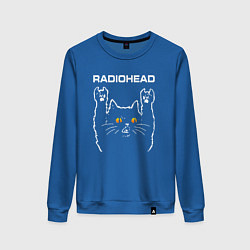 Свитшот хлопковый женский Radiohead rock cat, цвет: синий