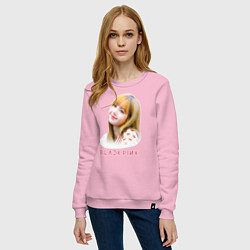 Свитшот хлопковый женский Lisa Blackpink, цвет: светло-розовый — фото 2