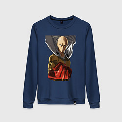 Свитшот хлопковый женский Saitama fist, цвет: тёмно-синий