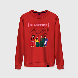Свитшот хлопковый женский Blackpink Lisa Jisoo Jennie Rose, цвет: красный