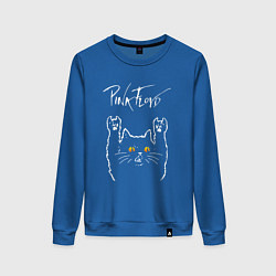 Свитшот хлопковый женский Pink Floyd rock cat, цвет: синий