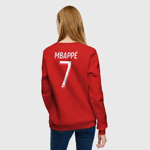 Женский свитшот Килиан Мбаппе форма ФК ПСЖ 2324 домашняя / Красный – фото 4